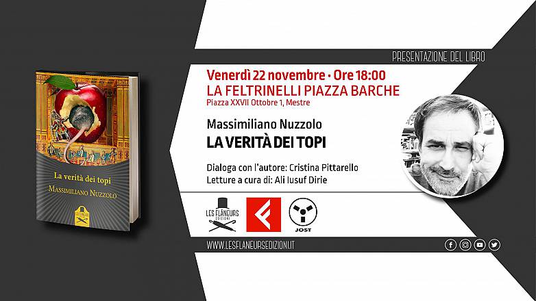 La verità dei topi nuovo romanzo di massimiliano nuzzolo a feltrinelli centro le barche mestre venerdì 22 novembre ore 18,00